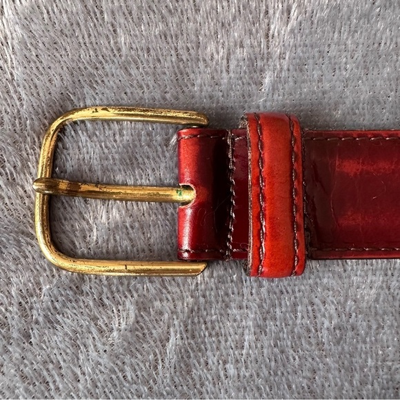 Dooney & Bourke Vintage Burgundy Wellington Calf Leather Belt Brass Buckle 80/32 - Picture 5 of 12